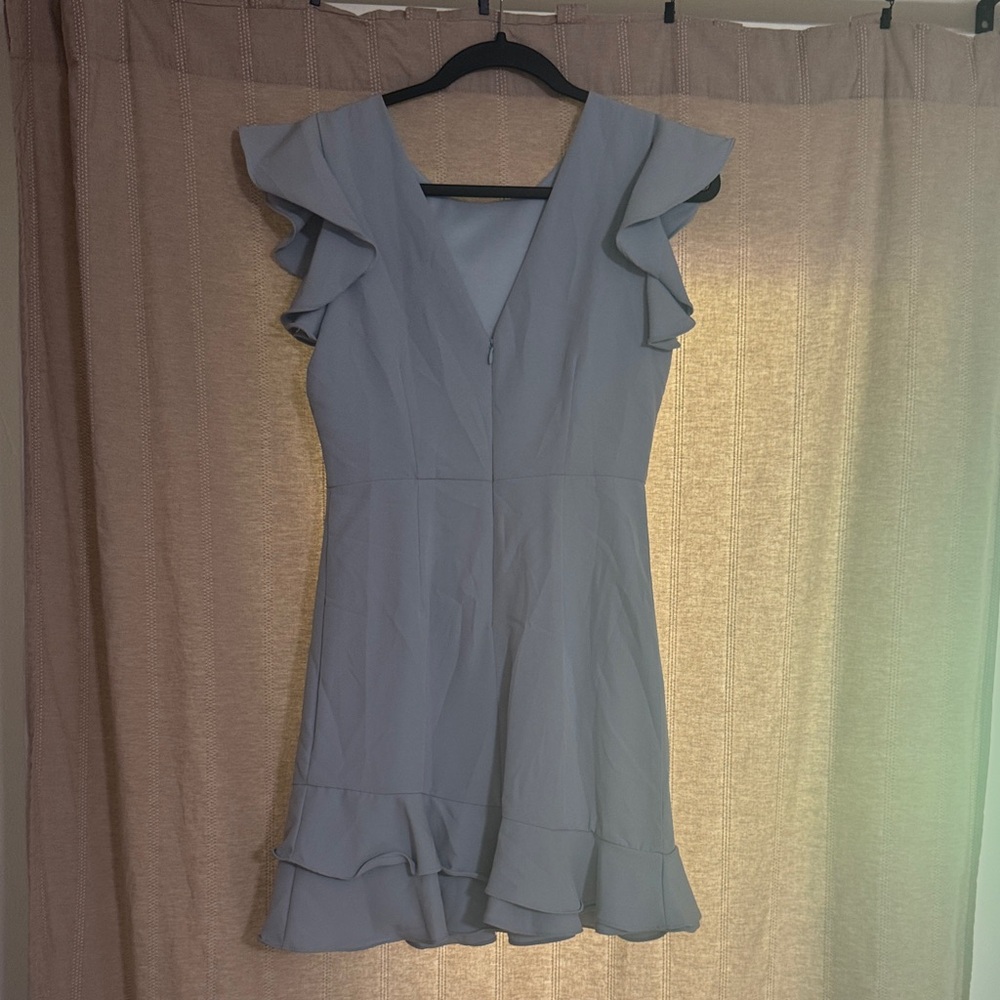 TCEC Light Blue Ruffle-Sleeve Mini Dress - Picture 3 of 3